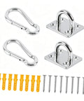 Beefy Ceiling Hook Kit Stainless Steel 304, 500 Lb Capacity, Includes 2 Eye Plates and 2 Spring Hooks, Screws and Expansion Anchors for Indoor Outdoor Hammock Chair Swing Mounting, with screws and anchors