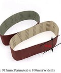 Badass Aluminum Oxide Sanding Belts 100 X 915Mm showing flexible abrasive belts for metal grinding with size details.
