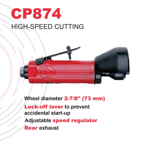 3 Inch Pneumatic Cut Off Tool With 22000 RPM 0.5 HP Adjustable Speed Rear Exhaust Lock Off Trigger For Auto Body Shop Metal Sheet Cutting Fiberglass Pipe Woodworking Demolition And Construction Workhorse