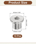 Image of a single piece from 10 Pack Hollow Dowels and Tenon Center Transfer Plugs Three Eighth Inch Dowel Centering Pins Drilling Hole Tool for Woodworking Pro Grade Handy Durable 304 Stainless Steel Black, showing dimensions and design.