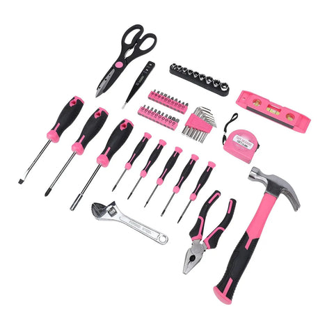 145-Piece Home Hand Tools Set With Hammer, Screwdrivers, Wrenches, Scissors, Magnetic Level, Pliers, Tape Measure - All-Purpose DIY Kit