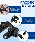 Two Pack Antique Black Hasp Latches With Alloy Swing Arm Clasp For Jewelry Boxes Cabinets And Tool Chests Old School Vintage Toggle Hook Lock With Mounting Screws Rust Resistant Matte Black Finish Durable Heavy Duty Hardware mini door lock hook hasp product details