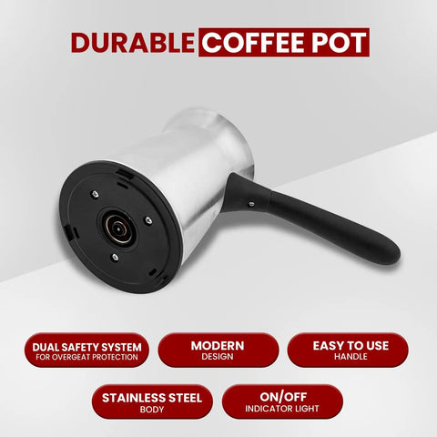 Portable Electric Turkish Coffee Pot With Foldable Stainless Steel Design Makes Up To Five Cups Ideal For Arabic Turkish Coffee