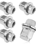 5Pcs M12x1.5 Chrome Lug Nuts With Washer, Closed End Mag Style, Beefed-Up Alloy Steel, Heat Treated Chrome Finish, Replaces OEM 90084-94001, Fits Toyota Corolla Camry Tacoma Lexus, Lug Nut Lock Set