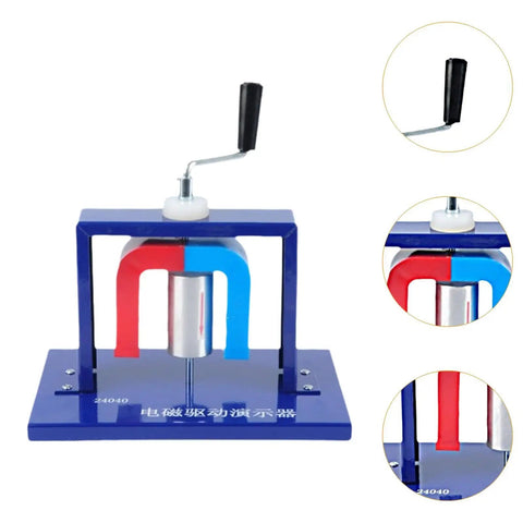 Badass Physics Experiment Kit Featuring Smooth Rotating Magnetic Perpetual Motion Device, sturdy electromagnetism tool on blue base.