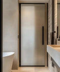 12 Inch Solid Stainless Steel Push Pull Door Handle Set For Barn Glass Doors Heavy Duty Built To Last 304 Stainless Steel Standoffs Matte Black Finish And Glass Pulls on frosted glass door