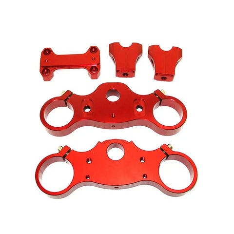 Red CNC Aluminum Triple Clamp Set For Pit Dirt Bike Forks 45mm And 48mm With 22mm Handlebar 165mm Center To Center Durable CNC Aluminum Upgrade For Off Road Motorcycle