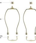 Straight Fire Slick Polished Brass Lamp Harp 10 Inch Light Duty Replacement Hardware No Sweat Shade Clip setup shown with saddle base and finials.
