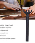 Close-up of 8 Piece Leather Stitch Punch Chisel Set With Interchangeable Claw Heads 4 5 6mm High Carbon Steel Precise Spacing for DIY use.