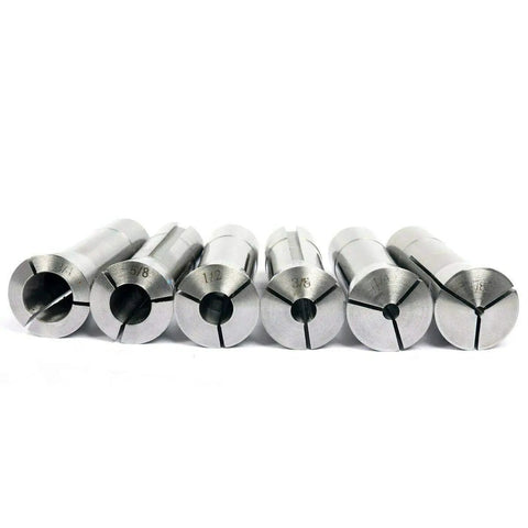 Six Piece R8 Collets Set for CNC Milling 1/8 to 3/4 Inch, Precision Ground Hardened and Ground Mill Chuck Holder Kit.