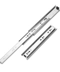 Three Section Steel Ball Bearing Drawer Slides Set Silent Side Mounted Cabinet Slides 16 Inch Black 2 Pack Built To Last Ultra Smooth Close For Kitchen Garage Or Office Cabinets, showing extended steel slide with ball bearing design