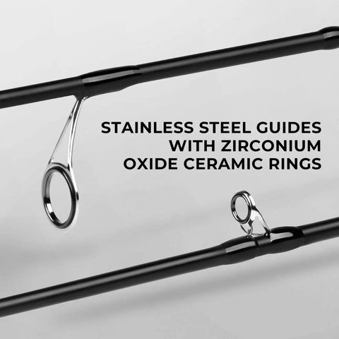 Crixus Casting Rod 7 Foot Two Piece Medium Heavy Fast Action Fishing Rod guides with zirconium oxide rings.