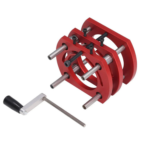 Heavy Duty Router Lift Kit With Precision Table Insert Plate And Locking Clamp Base Smooth Operator Dial Up For Woodworking showing red aluminum bracket.