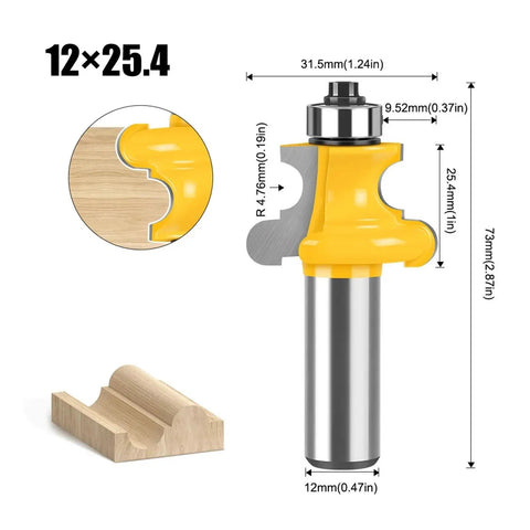 Solid 1/2 Inch Bead Molding Router Bit With Sharp Flute Design For Precision Woodworking dimensions and detailed design view.