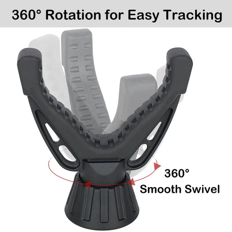 360 Degree Rotating V Yoke Rifle Rest for shooting sticks, tripods, and monopods with smooth swivel base for stability