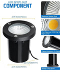 Diagram of 5W In-Ground Well Light Kit With 12 Pack 24V Connectors featuring measurements and component details.