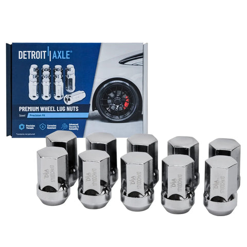 Front Wheel Bearing Hub Kit For 2006 2007 2008 Dodge Ram 1500 5 Lug With Two Hub Assemblies Plug And Play Front Speed Sensor ABS Compatible Chrome Lug Nuts Included Easy Install Durable Replacement image showing box and chrome lug nuts.