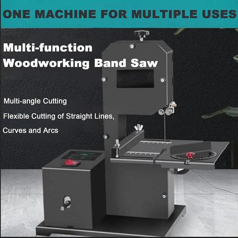 Powerhouse 800W Pure Copper Benchtop Bandsaw For Wood And Acrylic 70mm Cut Height in black with adjustable base