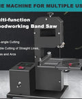 Beastly 800W Benchtop Bandsaw For Woodworking And Diy With 70mm Cutting Height, metal table, and multi-angle capabilities