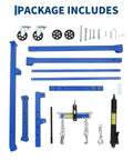 1.5 Ton Hydraulic Engine Hoist With Telescoping Boom Shop Crane components and accessories laid out