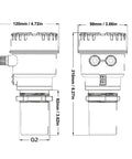 Technical diagram of Digital Ultrasonic Water Level Sensor With LED Display And 4-20mA Output for depth measurement in tanks and wells.