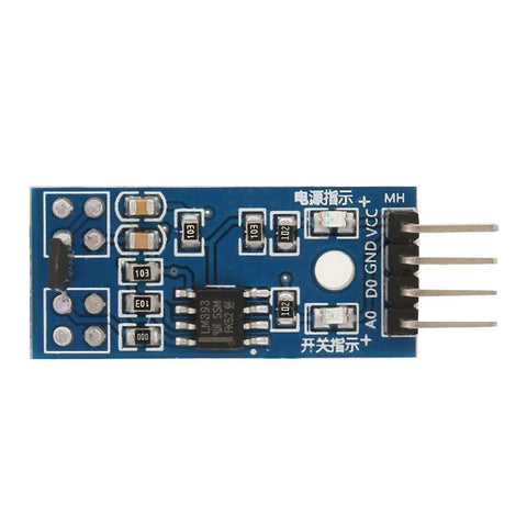 Five Pack Hall Effect Sensor Switch Modules, Linear Magnetic Sensor 3.3V with TTL Digital Output and Analog Output, front view