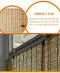 Top Tier Roller Shade Lift Cords and Bamboo Shade Strings for Smooth Pull Replacement Kit, bamboo material close-up on blinds.
