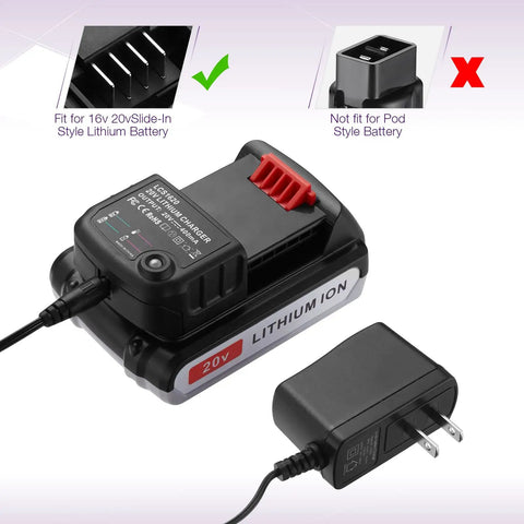 16V-20V Lithium Ion Battery Charger Replacement For 16V-20V Tool Batteries, Compatible With LBXR20 showing charging compatibility