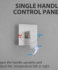 Close-up of single handle control panel for 12 Inch Square Rain Shower System With 2 In 1 Handheld Showerhead in polished chrome