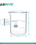 Low Form 10 mL Glass Beaker, 3.3 Borosilicate, White Enamel Graduations, 26 mm OD, 37 mm H, ASTM E960 Type I