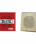 Tough As Nails Wall Mount Strobe And Siren 24 Volt DC Powered 8 Watt Red Warning Flasher 110 Candela safety beacon for fire alert.