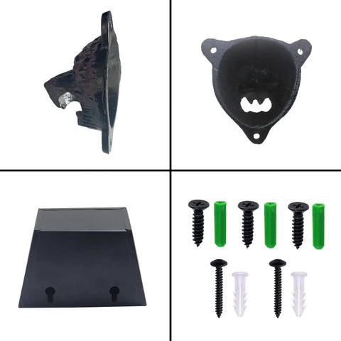 Badass Cast Iron Bear Head Beer Bottle Opener Wall Mounted With Cap Catcher Tray For Man Cave Chill Spot Or Garage Wall Rustic Grizzly Gear For Cold Ones, includes mounting hardware.