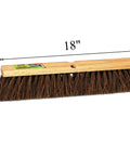 Heavy Duty 18 Inch Palmyra Bristle Push Broom For Garage Indoor Floor Sweep with wooden block construction.