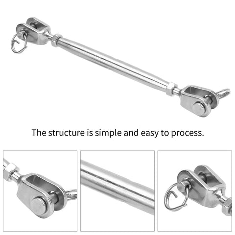 Stainless Steel Turnbuckle Hook With Anti Theft Design And Easy Tension Control For Hammocks and DIY outdoor projects, close-up view.