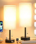 Bedroom Lamps Set Of 2 With 3 Color Modes And USB C And USB A Charging Ports, 2700K To 5000K Nightstand Bedside Lamps