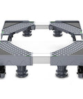 Beefy Adjustable Mobile Base for Fridges and Heavy Appliances with four locking wheels and four sturdy feet, gray color