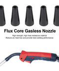 5 black flux core gasless nozzles with welding gun