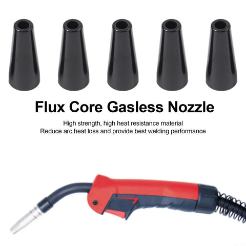 5 black flux core gasless nozzles with welding gun