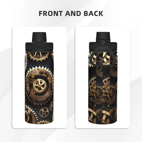Steampunk Gears Print Insulated Water Bottle For Gym Outdoor Travel And Office Use Built For Your Active Lifestyle Durable