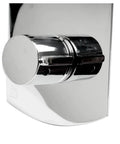 Close-up of HomeStock Modern Single Panel Shower System with Hot Cold On Off Functions, Polished Finish handle.