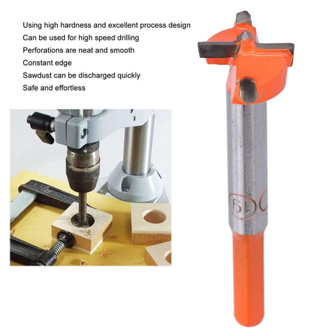 lvifloae carbide hinge-hole drill bit with orange handle, 19 mm, for drilling hinge holes in wood and plywood.