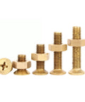 Cross Countersunk M6 Screws And Hex Nut Kit In 304 Stainless Steel, 40 Piece Or 20 Piece Sets, Weatherproof Indoor Outdoor Hardware With Strong Threads, Easy Install, Durable Build For Quick Fixtures, brass finish set with hex nuts