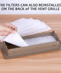 Complete Air Vent Filter Kit For Your HVAC And Home Ducts being installed in a vent grille, showcasing ease of use and electrostatic media.