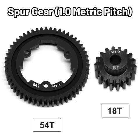 54T Hardened Steel Spur Gear With 18T Pinion Gear For Traxxas X Maxx XO1 Maxx E Revo Two Point Zero VXL RC Car.