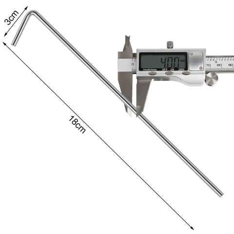 Beefy Heavy Duty Metal Tent Stakes Set 17 Pack For Outdoor Decorations, showing 4mm thick galvanized steel peg with measurements.