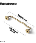 Brushed Antique Brass Wavy Cabinet Pulls With Five Inch Hole Centers shown with measurements