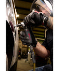 Person using 5102MAX Air Die Grinder With Right Angle Head, Ergonomic Grip, 0.4 HP, 20,000 RPM Motor for precise grinding on metal