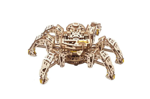 Hexapod Explorer Model Kit 3D Puzzle Walking Robot With Self Propelled 6 Legged Mechanical Crawler Craft Kit For Adults To Build Wooden DIY STEM Project For Home Office Display And Conversation Starter, wooden 6-leg robot
