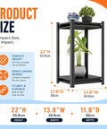 Straight Up Heavy Duty 2 Tier Printer Stand With Reinforced Steel Storage Industrial Office Desk Organizer Shelf Space Saving Computer Rack For Scanner Copier Paper Black with plants on top.