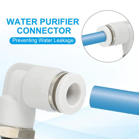Push To Connect M5 Pneumatic Fitting, 2 Pack 6mm Air Elbow Quick Connector, 90 Degree Male Thread For 4mm Tubing in close-up view